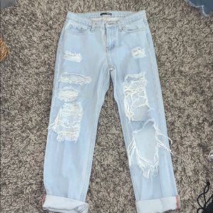 Light wash distressed jeans
